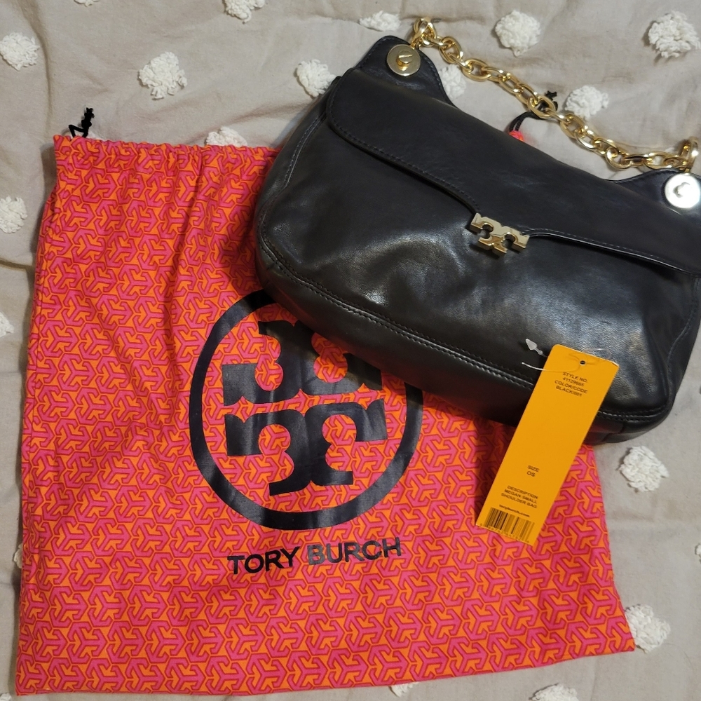 Tory Burch Megan Small Shoulder Bag in black leather